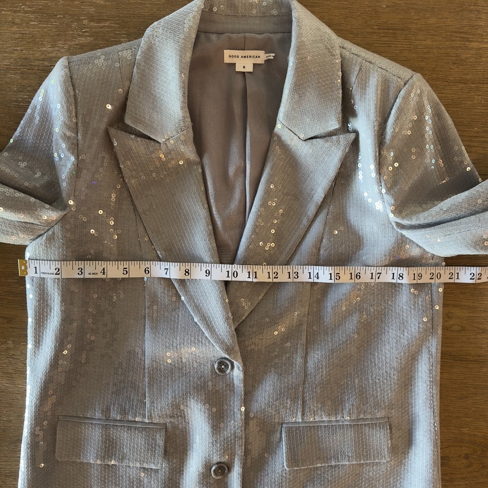 Good American Sequin Oversized Blazer-Heather Grey Color-Size Small RRP $329 - Picture 10 of 16